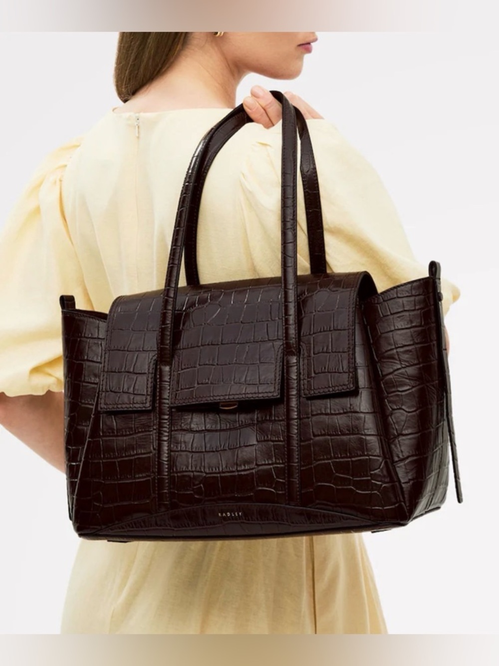 Radley London Large Leather Croc-Embossed Tote Bag - Black